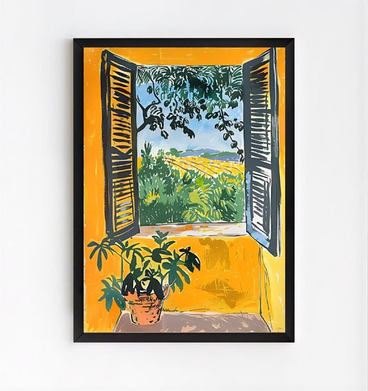 Matisse-inspired window art print with vibrant colors